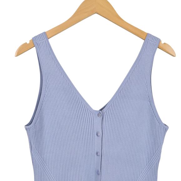 Madewell Signature Knit Button Front Sweater Tank Craft Blue Size XL NWT - Picture 2 of 5